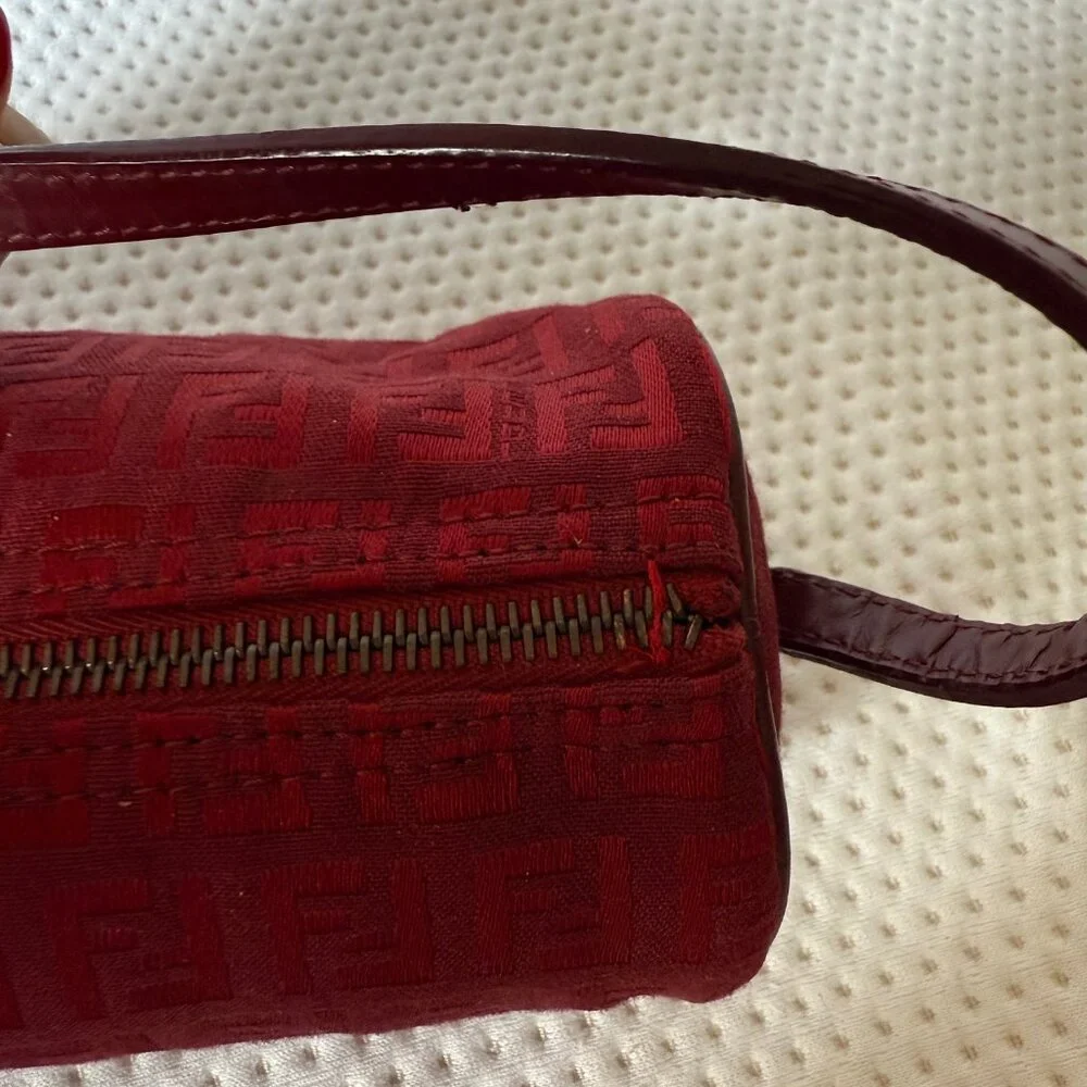 SOLD Rare FENDI Zucchino Barrel Pochette Red - Picture 9 of 12
